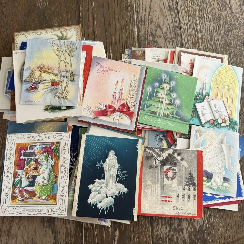 *Lot Of 10* 1940s Christmas Cards Used Mixed Lot Scrapbook Decor Classic‎ Art
